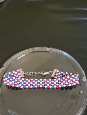 Loom Beaded Bracelet in Red, White & Blue